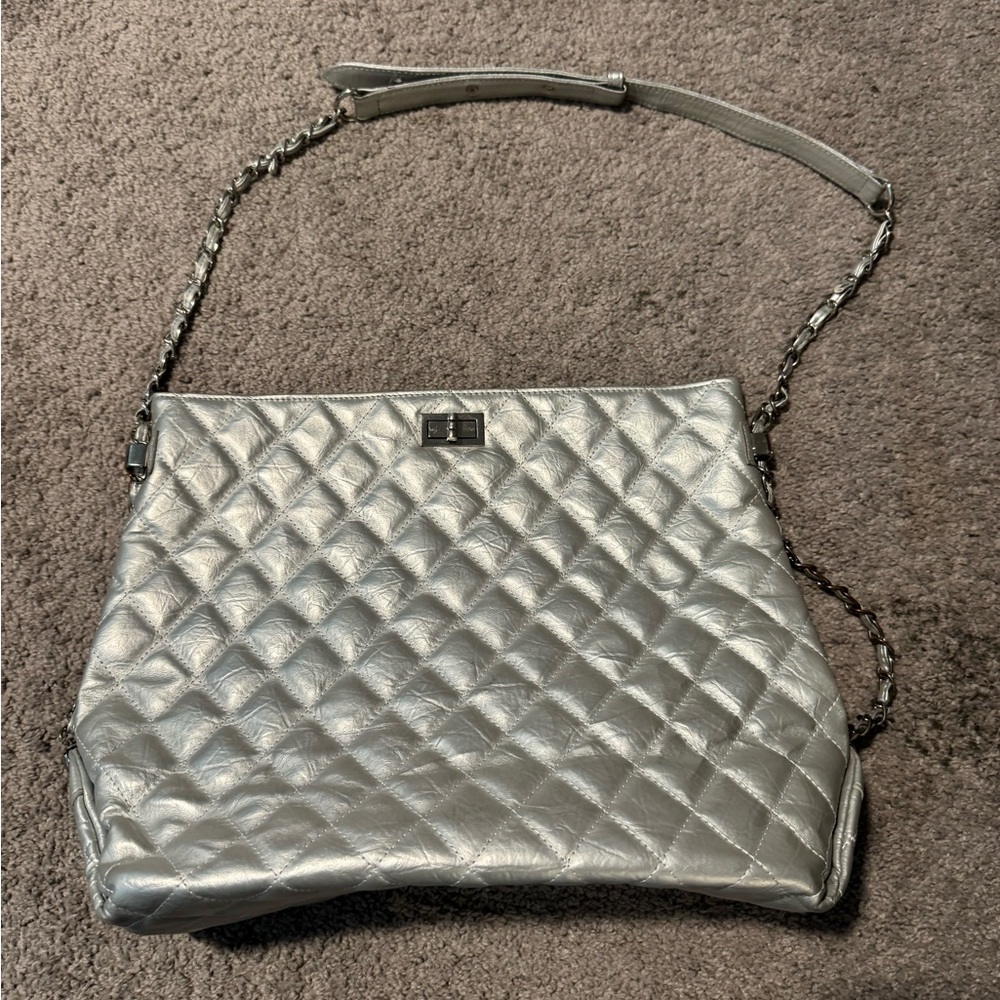 Silver Quilted Women's Bag crossbody shoulder bag